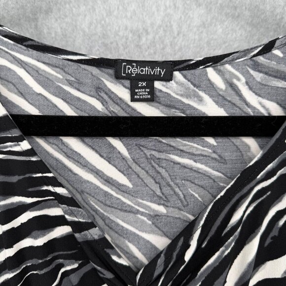 Relativity Womens Stretch Knit Dress Size 2X Animal Print Black Sleeveless NEW - Picture 5 of 11